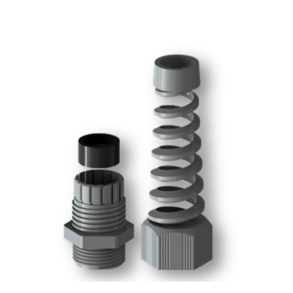 spiral cable gland with lock nut